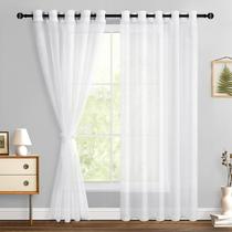 Cortinas Translúcidas Hiasan Off White para Quarto (60x84cm) - Conjunto com 2 Peças