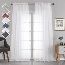 Cortinas transparentes Chyhomenyc Extra Long White 300 cm, conjunto de 2 painéis