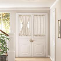 Cortinas transparentes DUKIYO Linen Beige para cozinha W25xL40 2 painéis