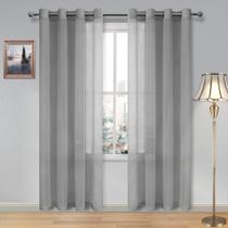 Cortinas transparentes DWCN Faux Linen Look Voile 132x213 cm, cinza, conjunto 2 Cortinas transparentes DWCN Faux Linen Look Voile 132x213 cm, cinza, conjunto 2
