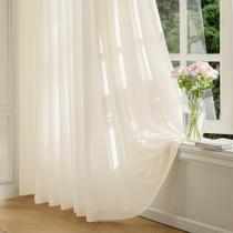 Cortinas transparentes FMFUNCTEX Butter Cream 274 cm de comprimento, 2 painéis