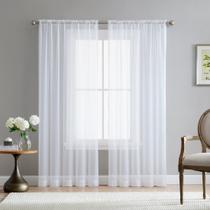 Cortinas transparentes HLC.ME brancas 183 cm x 183 cm para quarto, conjunto de 2