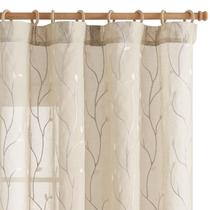 Cortinas transparentes Jinchan Leaf Bordadas 213x213cm 2 painéis