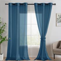 Cortinas transparentes JIUZHEN, 96 polegadas, extra longas, 2 painéis, azul marinho
