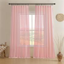 Cortinas Transparentes Joydeco Beige 229 cm de Largo Juego de 2 Paneles Tapioca