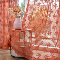 Cortinas transparentes Kotile Burnt Orange 160x160cm 2 painéis