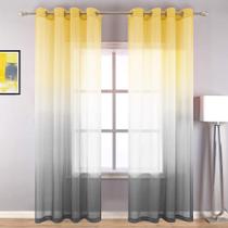 Cortinas transparentes KOUFALL amarelas de 213 cm de comprimento para sala de estar x2