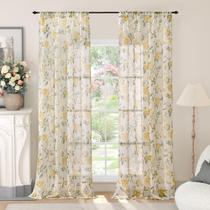 Cortinas transparentes Lajode French Country Farmhouse 213x137cm 2 painéis