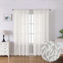 Cortinas transparentes Lecloud Leia Ivory 183 cm de comprimento 2 painéis