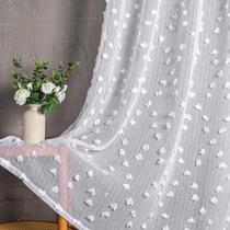 Cortinas transparentes MYSKY HOME Pom Pom White para quarto 132x213cm