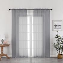 Cortinas transparentes OWENIE Grey 183x183cm 2 painéis para janela