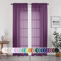 Cortinas transparentes OWENIE Plum 213x213cm, conjunto de 2 painéis