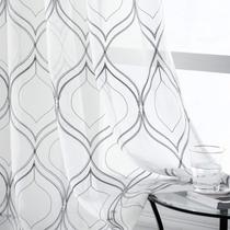 Cortinas transparentes VISIONTEX, bordado marroquino, branco, 54x63cm, cinza Cortinas transparentes VISIONTEX, bordado marroquino, branco, 54x63cm, cinza