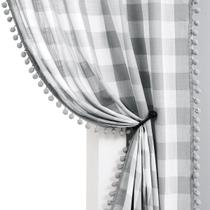 Cortinas Treatmentex Buffalo Check White Grey 213cm