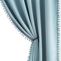 Cortinas Treatmentex Pom-Pom Blue 213 cm Sala de estar x2 painéis