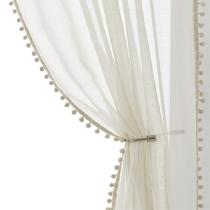 Cortinas Treatmentex Pompom Linen Sheer 213 x 213 cm, bege, 2 pares