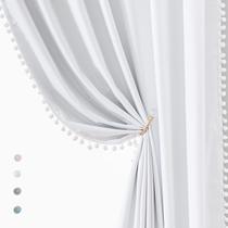 Cortinas Treatmentex White Blackout com 213 cm de comprimento com pompom