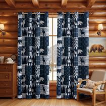 Cortinas Tritard Blue Rustic Cabin 50% com bloqueio de luz 132x160cm
