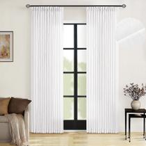 Cortinas TWODRAPES: linho branco, plissado, 213x213cm, 2 painéis Cortinas TWODRAPES: linho branco, plissado, 213x213cm, 2 painéis