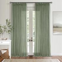 Cortinas TWODRAPES, verde, linho, semitransparentes, 229 cm de comprimento, 2 painéis Cortinas TWODRAPES, verde, linho, semitransparentes, 229 cm de comprimento, 2 painéis
