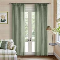 Cortinas TWODRAPES, verde sálvia, linho, plissadas, 213x213cm Cortinas TWODRAPES, verde sálvia, linho, plissadas, 213x213cm