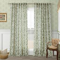 Cortinas TWOPANELS Olive Green Farmhouse Floral 320 cm de linho