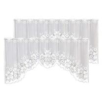 Cortinas Valance WUBODTI Vintage White Sheer Swag 160x60cm 2P