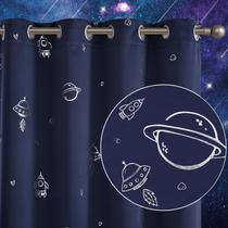 Cortinas Vangao Foil Print em azul marinho Blackout 214x213cm 2 painéis