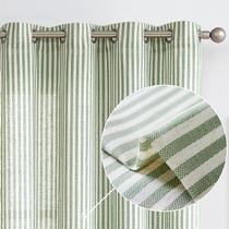 Cortinas Vangao Green Linen Stripe Light Filtering 214 cm 2 painéis