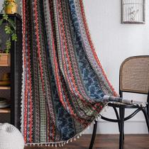 Cortinas VOGOL Boho Semi Blackout Vermelho Azul 150x200cm 1 painel