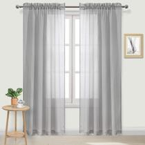 Cortinas Voile Cinza DWCN - Translúcidas, 132x241cm (Conjunto com 2)