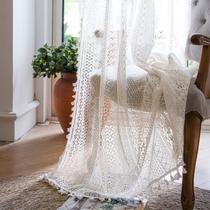 Cortinas WAZZIO Off White Lace, 214 cm de comprimento, algodão transparente, 2 painéis