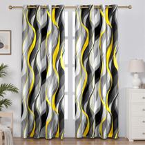 Cortinas weesire: amarelo e cinza, listradas modernas, 52x213cm, 2 painéis