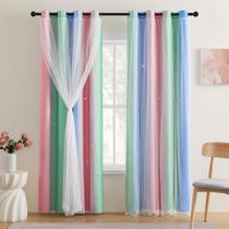 Cortinas XiDi, 132 cm de comprimento, 2 painéis, rosa, verde, azul, crianças Cortinas XiDi, 132 cm de comprimento, 2 painéis, rosa, verde, azul, crianças