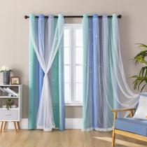 Cortinas XiDi 132x132cm 2 painéis Kids Blackout Azul Verde Cortinas XiDi 132x132cm 2 painéis Kids Blackout Azul Verde