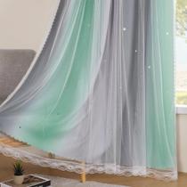 Cortinas XiDi Arcoíris Verde Gris Claro para Decoración de Dormitorio Cortinas XiDi Arcoíris Verde Gris Claro para Decoración de Dormitorio