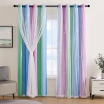 Cortinas XiDi Arcoíris Verde Púrpura Azul Translúcidas con Oscurecimiento Cortinas XiDi Arcoíris Verde Púrpura Azul Translúcidas con Oscurecimiento