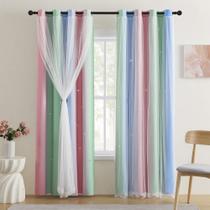 Cortinas XiDi Pink Blackout com arco-íris e unicórnio 86x183cm Cortinas XiDi Pink Blackout com arco-íris e unicórnio 86x183cm