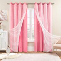 Cortinas XiDi Pink Blackout para meninas, quarto, conjunto de 1 painel