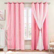 Cortinas XiDi Pink para decoração de quarto Blackout 34x160cm 1 painel Cortinas XiDi Pink para decoração de quarto Blackout 34x160cm 1 painel