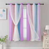 Cortinas XiDi Rainbow 42x45in Blackout com estrelas transparentes Cortinas XiDi Rainbow 42x45in Blackout com estrelas transparentes