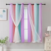 Cortinas XiDi Rainbow Pink Purple Green Decoração de quarto 42/63/1 Cortinas XiDi Rainbow Pink Purple Green Decoração de quarto 42/63/1
