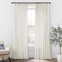 Cortinas XTMYI de 120 polegadas Linen Blend Semi Sheer Cream, 2 painéis