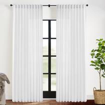 Cortinas XTMYI: linho branco, algodão, transparente, 229x178cm, 2 painéis Cortinas XTMYI: linho branco, algodão, transparente, 229x178cm, 2 painéis