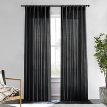 Cortinas XTMYI: linho preto, renda transparente, 96 polegadas de comprimento, 2 painéis