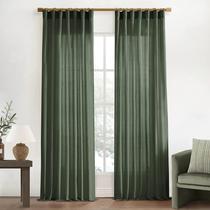 Cortinas XTMYI Olive Green Linen Blend 214 cm de comprimento 2 painéis