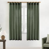 Cortinas XTMYI Pleat Semi Sheer 180 cm, verde oliva, 2 painéis