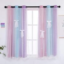 Cortinas Yancorp para meninas, quarto infantil, 42 cm de comprimento, rosa