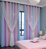 Cortinas Yancorp para meninas, quarto para crianças, 2 camadas, 240 cm, rosa