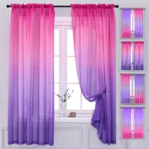 Cortinas Yancorp Sheer, 213 cm de comprimento, rosa, roxo, quarto para meninas Cortinas Yancorp Sheer, 213 cm de comprimento, rosa, roxo, quarto para meninas